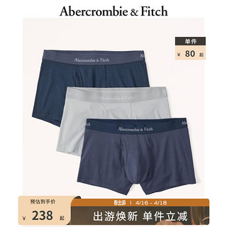 Abercrombie & Fitch 男装套装 3条装时尚logo舒适柔软弹力轻薄四角内裤 326435-1 蓝色/灰色 L