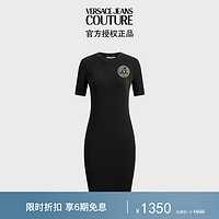 范思哲Versace Jeans Couture24春夏女士V-EMBLEM印花连衣裙 黑色 M