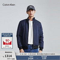 Calvin Klein Jeans秋冬男士通勤简约字母印花休闲立领棉服外套ZM02658 CHW-藏青色 L