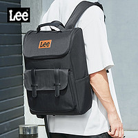 Lee双肩包男设计感小众大书包女大容量旅行背包初中电脑包黑色