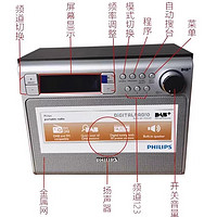 米跃 飞利浦AE5020S FM调频+DAB收音机木质箱体立体声大喇叭插电两用