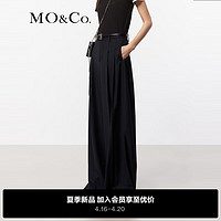MO&Co.2024夏含羊毛高腰压褶百慕大阔腿裤休闲裤MBD2PAT023 黑色  M/165