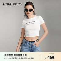 MISS SIXTY2024夏季短袖T恤女圆领印花显瘦正肩修身短款辣妹 白色 XS