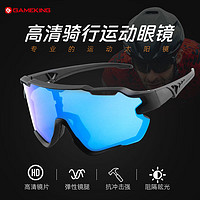 Gameking骑行偏光太阳镜自行车男女户外跑步护目镜装备UY066黑框冰蓝片