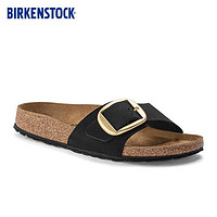 BIRKENSTOCK勃肯软木拖鞋女款时尚大巴扣凉拖Madrid Big Buckle系列 黑色窄版1023373 35