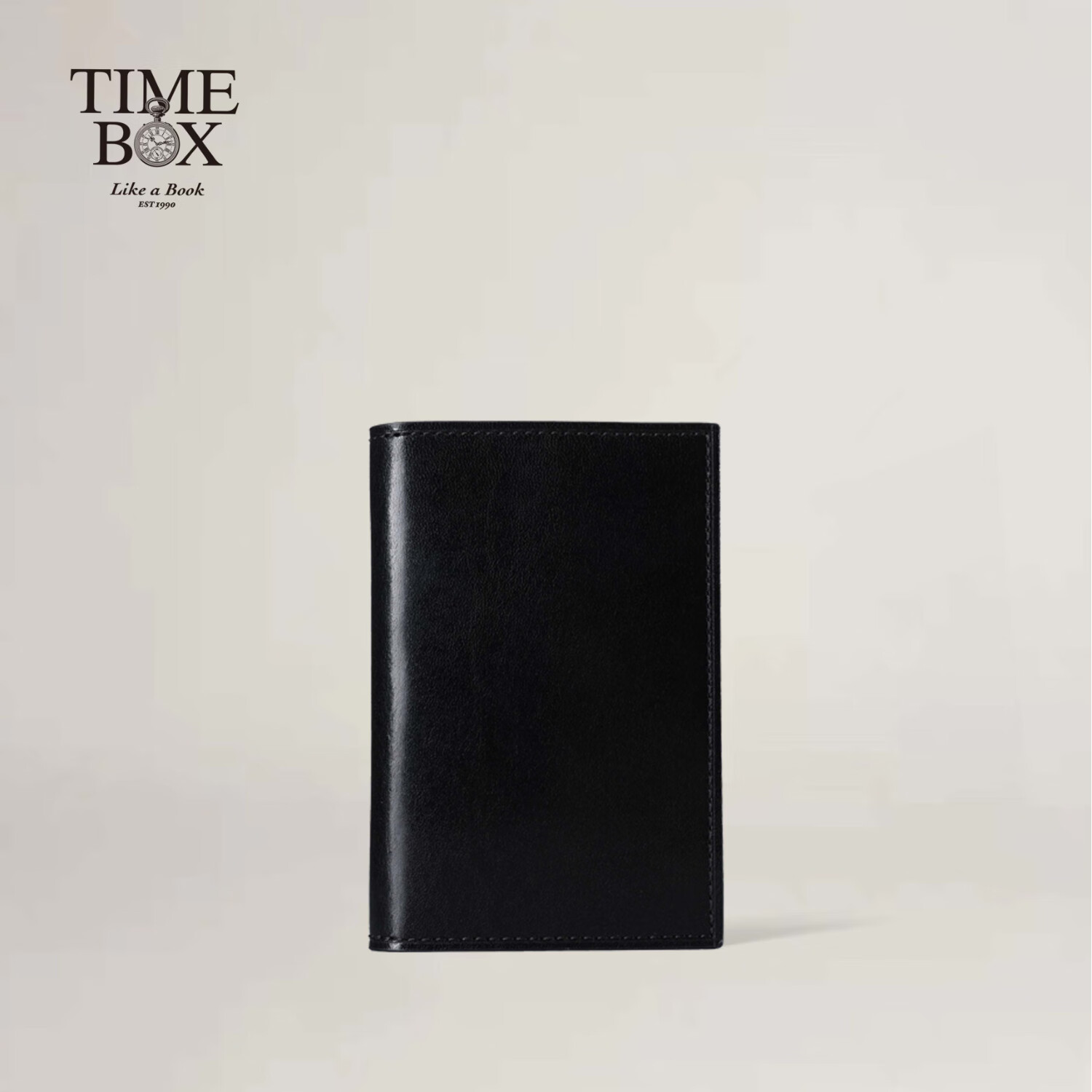 Time boxTIMEBOX意大利树羔皮真皮时尚商务大容量名片包牛皮对开卡包 黑色