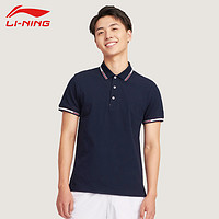 LI-NING 李宁 polo衫短袖男休闲宽松透气纯棉百搭日常活动上衣翻领运动T恤