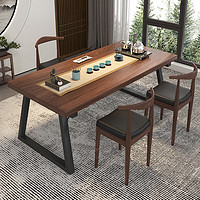 家装季：赢鸣 现代简约茶桌椅组合【一桌三椅】黑橡木色1.2米