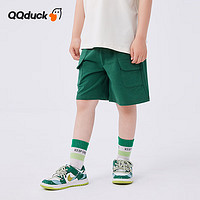 可可鸭（QQ DUCK）童装儿童裤子男童短裤女童针织宽松裤大童衣服百搭短裤墨绿；160