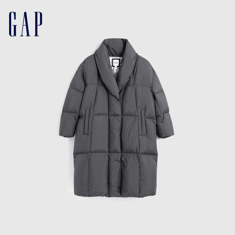 【优惠】Gap女装冬季翻领远红外发热长款羽绒服外套840920