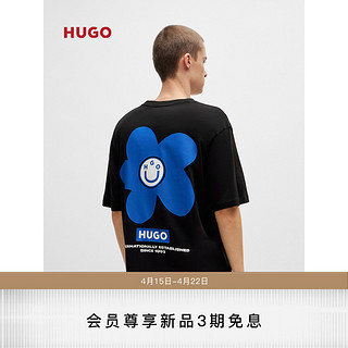 HUGO BOSS 男士2024夏季新款徽标艺术图案装饰棉质平纹针织 T 恤