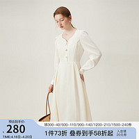 范思蓝恩法式优雅古典艺术设计感连衣裙2024春裙子24FS11033 奶白色 XS