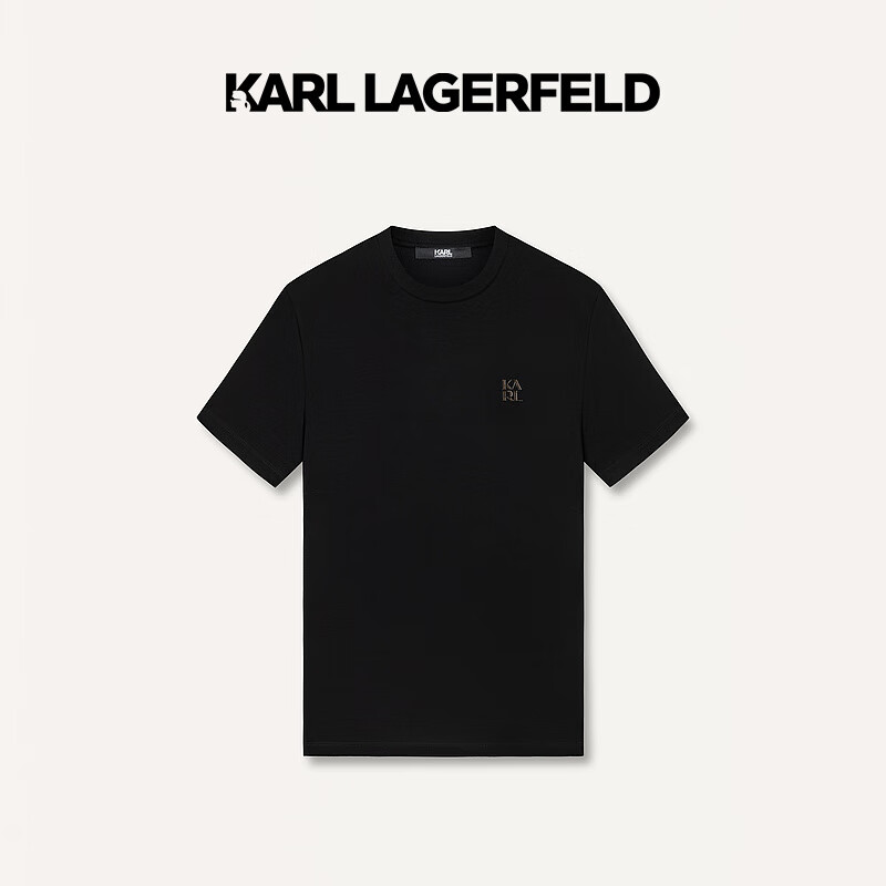 Karl Lagerfeld卡尔拉格斐轻奢老佛爷男装 2024夏KARL装饰短袖T恤241N1731 黑色 46