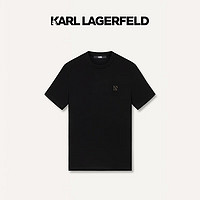 Karl Lagerfeld卡尔拉格斐轻奢老佛爷男装 2024夏KARL装饰短袖T恤241N1731 黑色 46