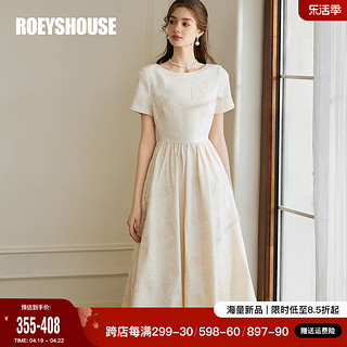 Roey s house 罗衣新中式中国风连衣裙2024春夏新款重工提花温柔杏色裙子10258