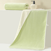 竹之锦 毛巾浴巾套装 珊瑚绒强吸水洗澡毛巾浴巾2条装 绿色
