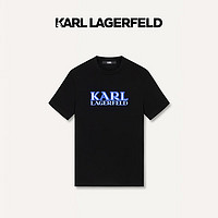 Karl Lagerfeld卡尔拉格斐轻奢老佛爷男装 2024夏款logo印花T恤老佛爷男241N1714 黑色 50