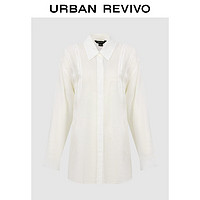 URBAN REVIVO UR2024夏季女时尚休闲设计感拼接镂空开襟衬衫UWH240073 米白 XS
