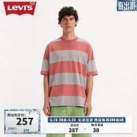 Levi's李维斯滑板系列24夏季男士条纹短袖T恤 红灰条纹 A1005-0019 S