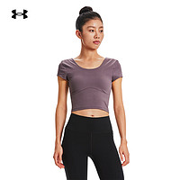 安德玛（UNDERARMOUR）【我可以47】同款秋冬Meridian女子修身训练运动短袖T恤1379156 灰色057 XL 尘褐色057