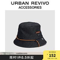 URBAN REVIVO 2024春季男士时髦绳子装饰渔夫帽UAMA40029 黑色 F