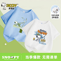 SNOOPY 史努比 男童t恤2件短袖2024帅气夏季上衣半袖衣服儿童夏装 2件装 110CM适合体重25-35斤