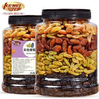 KEWEI 可味 黑加仑葡萄干新疆特产罐装500g红绿混合提子干散装休闲食品 500G*1罐