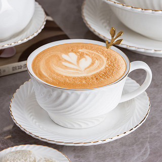 半物生活 欧式咖啡杯套装轻奢下午茶杯拿铁杯带勺陶瓷杯子创意拉花咖啡杯碟