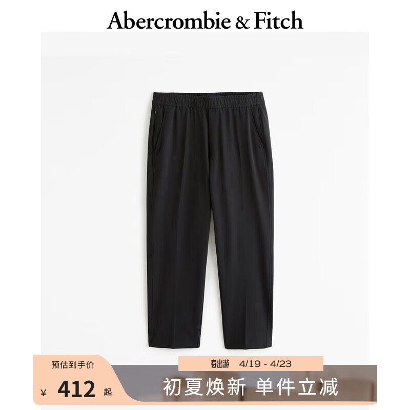 Abercrombie & Fitch 男装 24春夏美式风时尚松紧腰宽松运动休闲裤 358956-1 黑色 XS (170/70A)