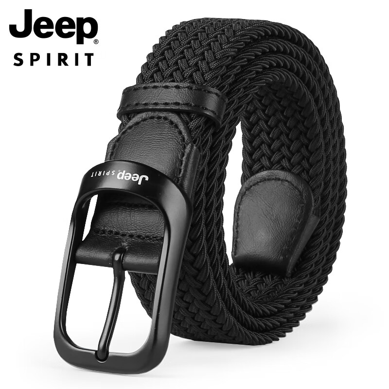 JEEP SPIRIT吉普皮带男士帆布腰带针扣织耐用中青年潮流时尚品牌裤带 BT0403黑色