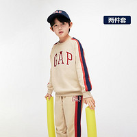 Gap 蓋璞 男女童春季2024新款LOGO撞色運動衛衣衛褲兩件套套裝890294