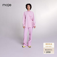 Maje2024春夏女装时尚粉色条纹宽松长袖衬衫上衣MFPCM00532 粉色 T1