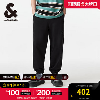 杰克琼斯 杰克·琼斯（JACK&JONES）夏季字母刺绣装饰舒适百搭低腰低裆束脚休闲裤男装22421D003 黑色E41 170/76A/SR