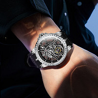 劳士顿艾诺系列手表男自动机械男表个性潮流镂空男士手表镶钻皮带