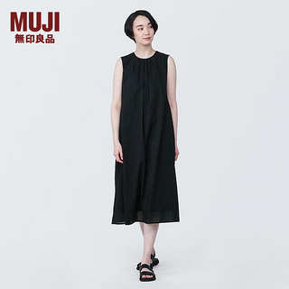 MUJI 無印良品 无印良品 MUJI 女式 强捻 无袖连衣裙 女装裙子夏季 纯棉全棉 BC2JNC4S 黑色 XL (165/92A)