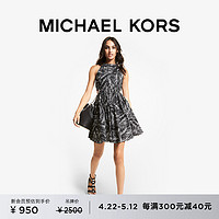 MICHAEL KORS 迈克·科尔斯 MK 棕榈叶印花夏季无袖露腰百褶女士连衣裙