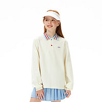 ELLE KIDS童装 法式经典运动网球polo衫女童春季款凉感珠地长袖T恤 本白色 165/M