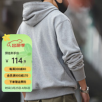 马登工装 美式复古连帽卫衣男vintage阿美咔叽纯色休闲运动外套 灰色 XL