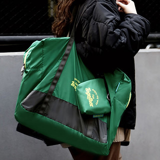 m square 旅行美学 环保袋单肩包购物袋行李包袋旅行出差大容量折叠便携拉杆箱包 绿色（下单配挂绳）