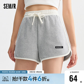 Semir 森马 休闲裤女撞色松紧腰宽松简约潮流2024夏季新款质感短裤运动风