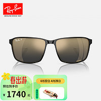 Ray-Ban 雷朋 RayBan）时尚方框太阳镜男女款眼镜开车驾驶运动户外墨镜0RB3721CH 187_J0黑框蓝金色镜面镜片