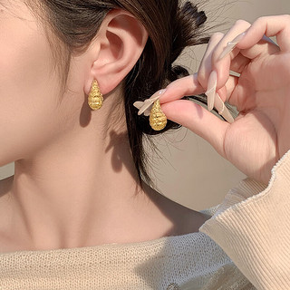 KOSE 高丝 金色螺纹耳钉女感2024新款耳环小众设计感独特欧美耳饰品