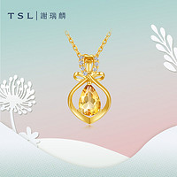 TSL 谢瑞麟 礼物宝盒系列18K金钻石项链黄水晶方糖蝴蝶结套链BE185