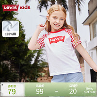Levi's李维斯儿童装女童短袖t恤夏季凉感上衣洋气半袖潮 明亮白 140/64(S)