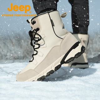 Jeep 吉普 |吉普冬季短毛绒雪地靴男女户外防水滑雪鞋东北抗寒保暖靴子