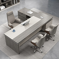 沐哲希办公桌老板桌简约现代大气总裁桌办公大班台经理桌椅组合 1.6米老板桌