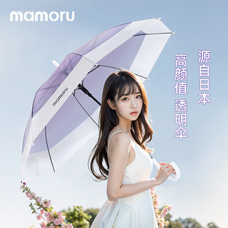 mamoru 葵 透明伞长柄伞大号雨伞超轻双人渐变拍照日本进口极光紫