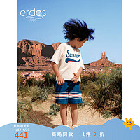 ERDOS KIDS鄂尔多斯童装24春夏纯棉撞色夹条男童短裤休闲裤 景蓝 110cm