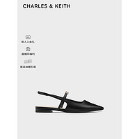 CHARLES&KEITH24夏法式尖头平底玛丽珍包头凉鞋CK1-70920144 Black黑色 36