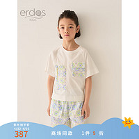 ERDOS KIDS鄂尔多斯童装24春夏纯棉圆领短袖男童T恤 奶油 110cm